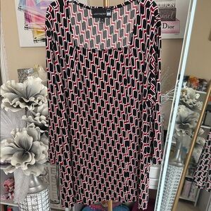 Antthony Black and Red Geometric Blouse